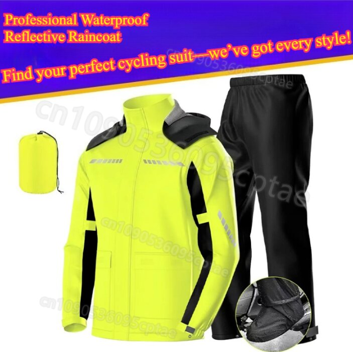 Cycling Gear Rain - Waterdichte split-regenpak voor motorfietsen – Lichtgewicht